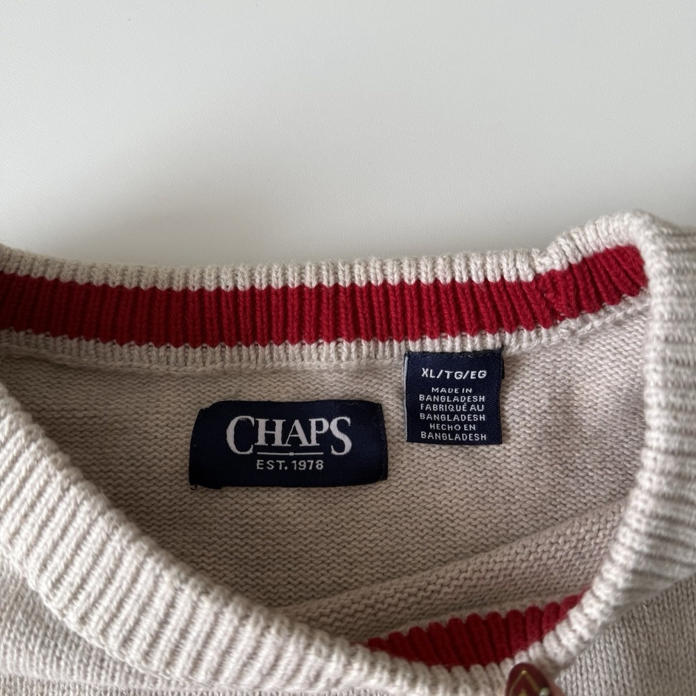 Chaps Vintage Red Truck Christmas Tree 100% Cotton Holiday Pullover Sweater XL - Picture 3 of 6